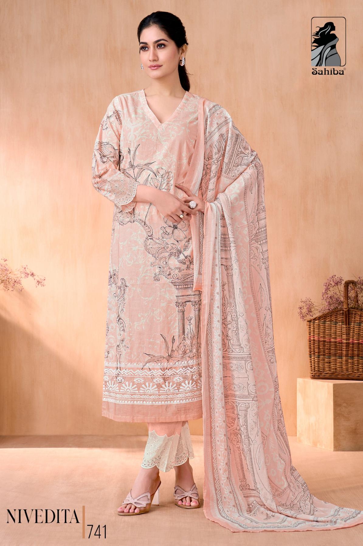 NIVEDITA BY SAHIBA COTTON LAWN UNIQUE COLOURS DRESS MATERIAL