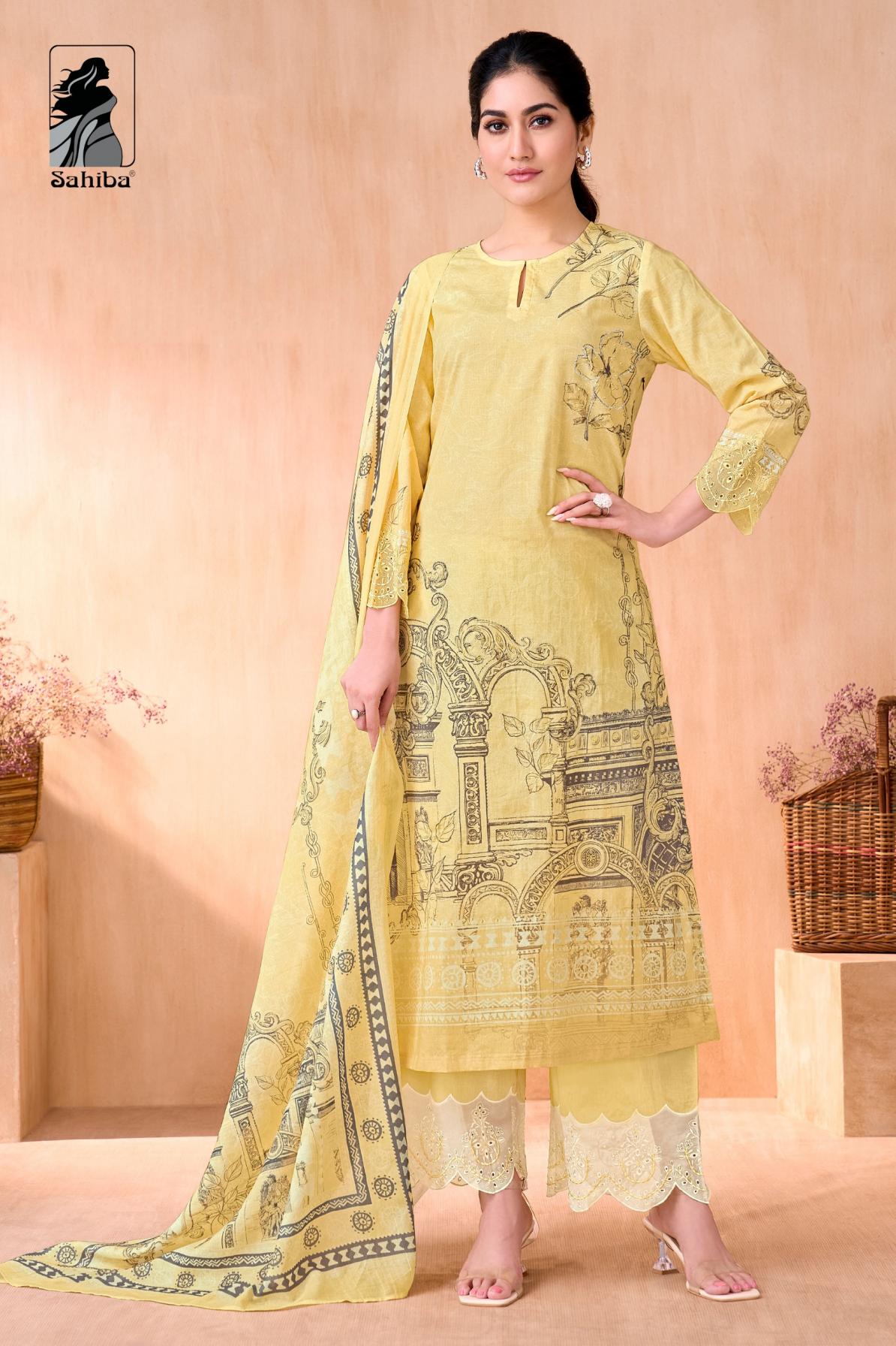 NIVEDITA BY SAHIBA COTTON LAWN UNIQUE COLOURS DRESS MATERIAL
