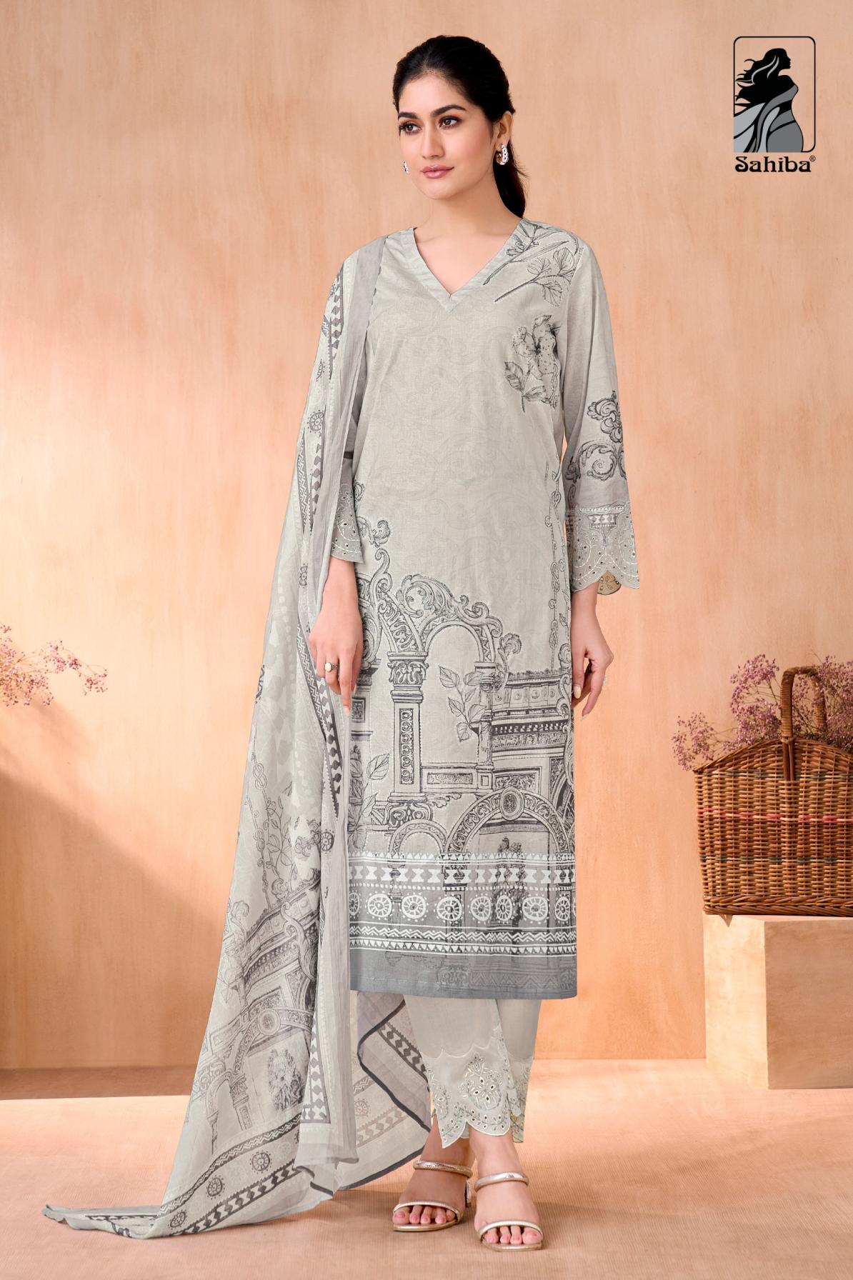 NIVEDITA BY SAHIBA COTTON LAWN UNIQUE COLOURS DRESS MATERIAL