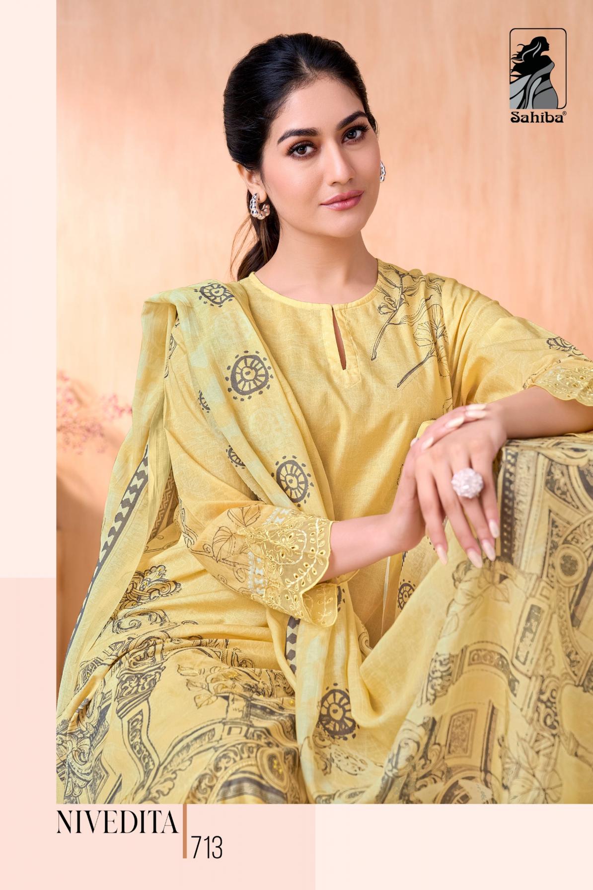NIVEDITA BY SAHIBA COTTON LAWN UNIQUE COLOURS DRESS MATERIAL