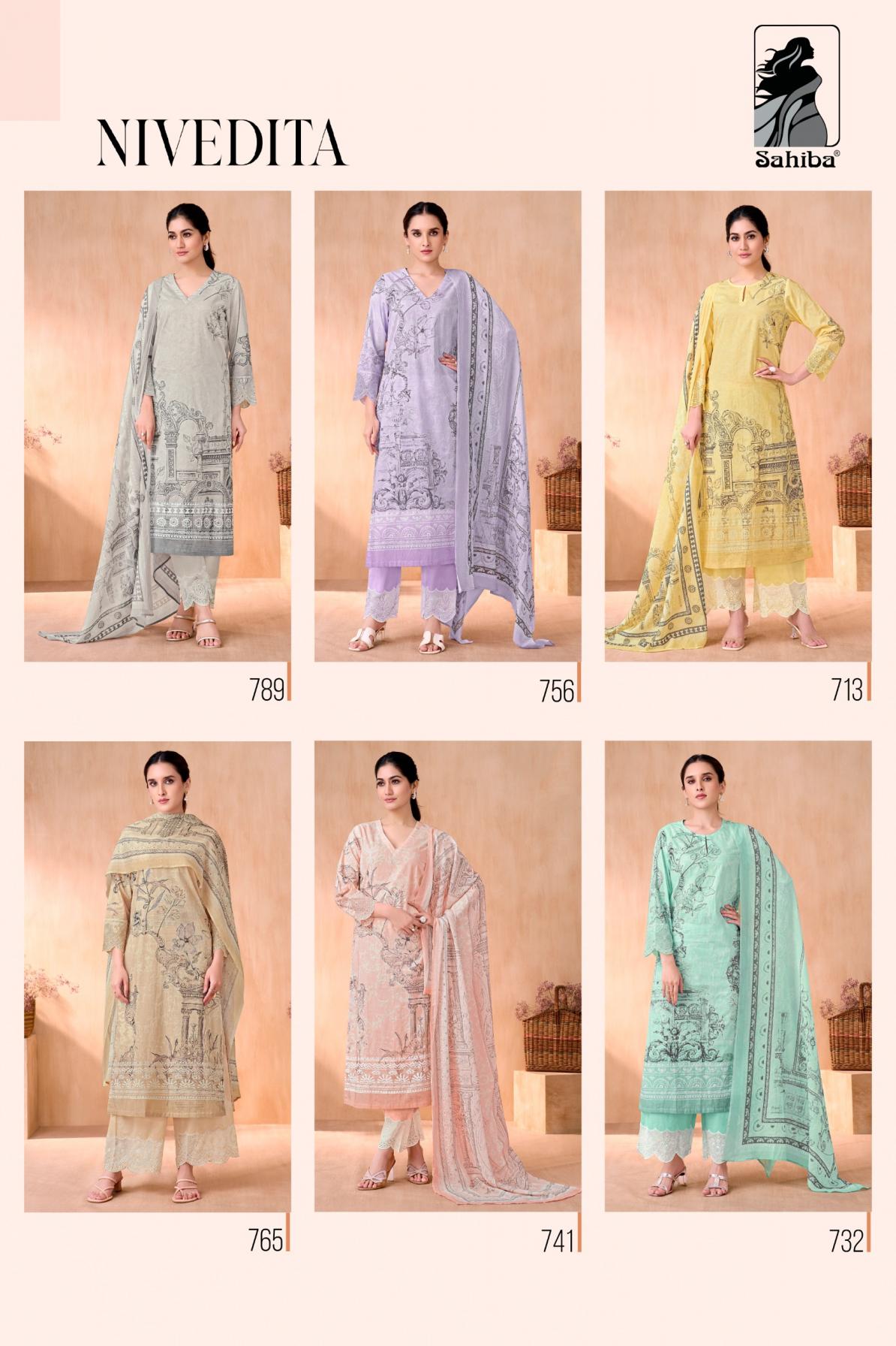 NIVEDITA BY SAHIBA COTTON LAWN UNIQUE COLOURS DRESS MATERIAL