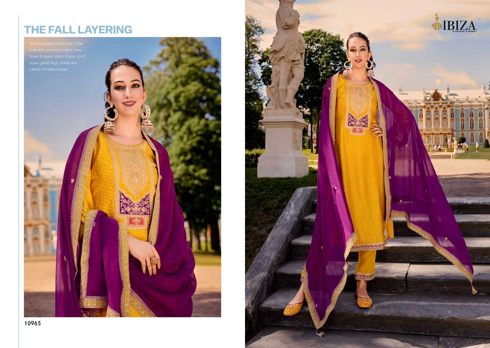 RANG BANDHEJ BY IBIZA RUSSIAN SILK TRADITIONAL WEAR DRESS MATERIAL EXPORTS