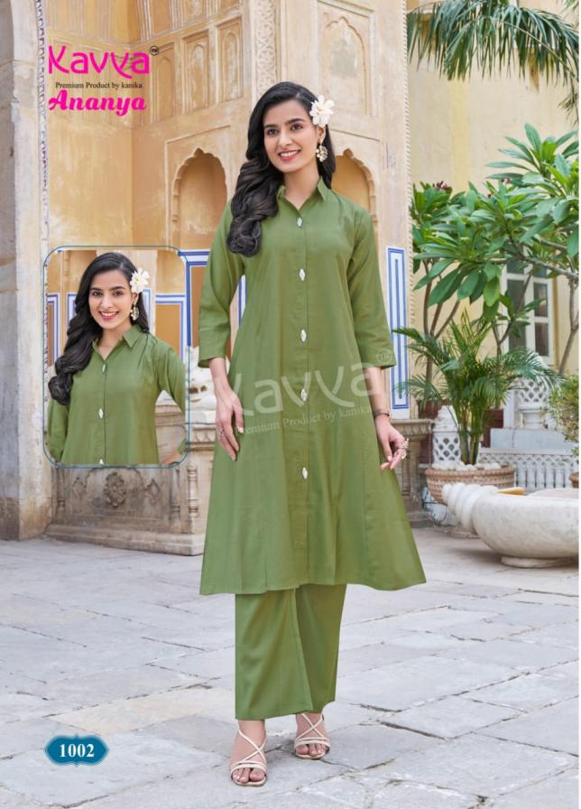 KAVYA ANANYA VOL 1 READYMADE DYED VATICAN A-LINE STYLISH CO-ORD SET FOR WOMENS