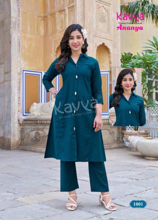 KAVYA ANANYA VOL 1 READYMADE DYED VATICAN A-LINE STYLISH CO-ORD SET FOR WOMENS