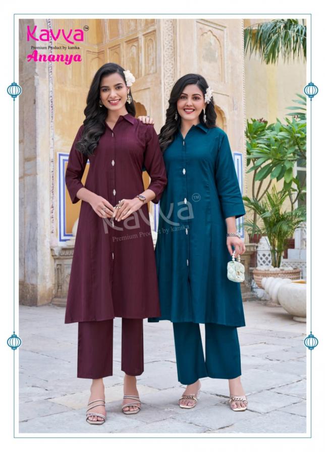 KAVYA ANANYA VOL 1 READYMADE DYED VATICAN A-LINE STYLISH CO-ORD SET FOR WOMENS