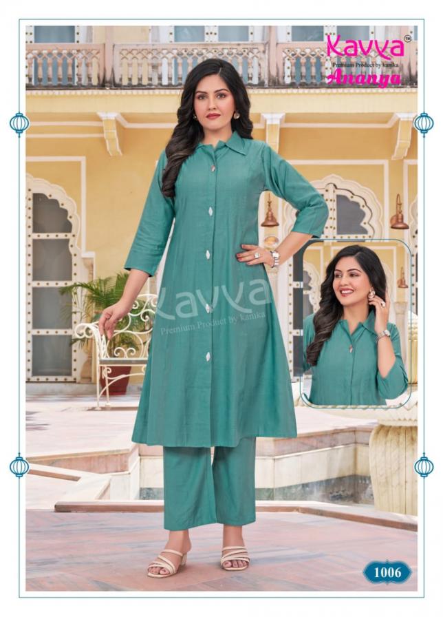 KAVYA ANANYA VOL 1 READYMADE DYED VATICAN A-LINE STYLISH CO-ORD SET FOR WOMENS