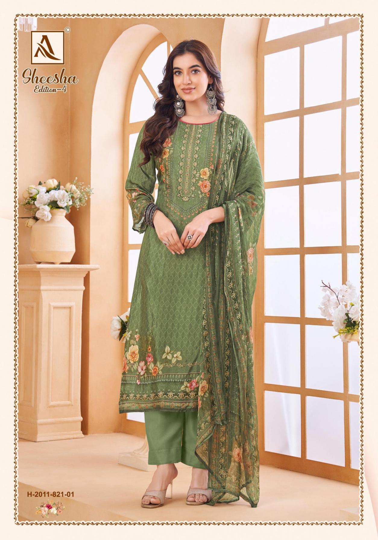 SHEESHA VOL 4 BY ALOK VISCOSE MUSLIN MODERN PAKISTANI DRESS MATERIAL