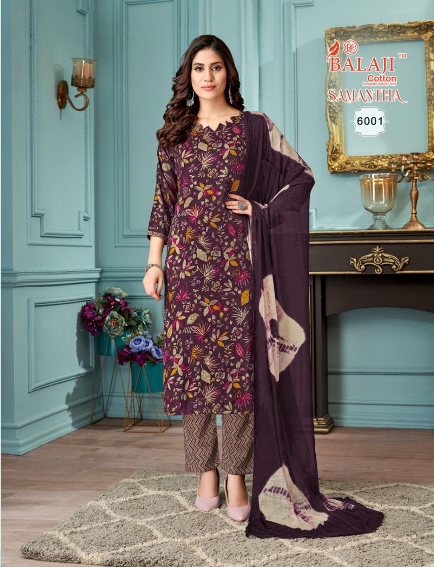 SAMANTHA VOL 6 BY BALAJI COTTON CAPSULE RAYON CASUAL READYMADE 3PCS DRESS