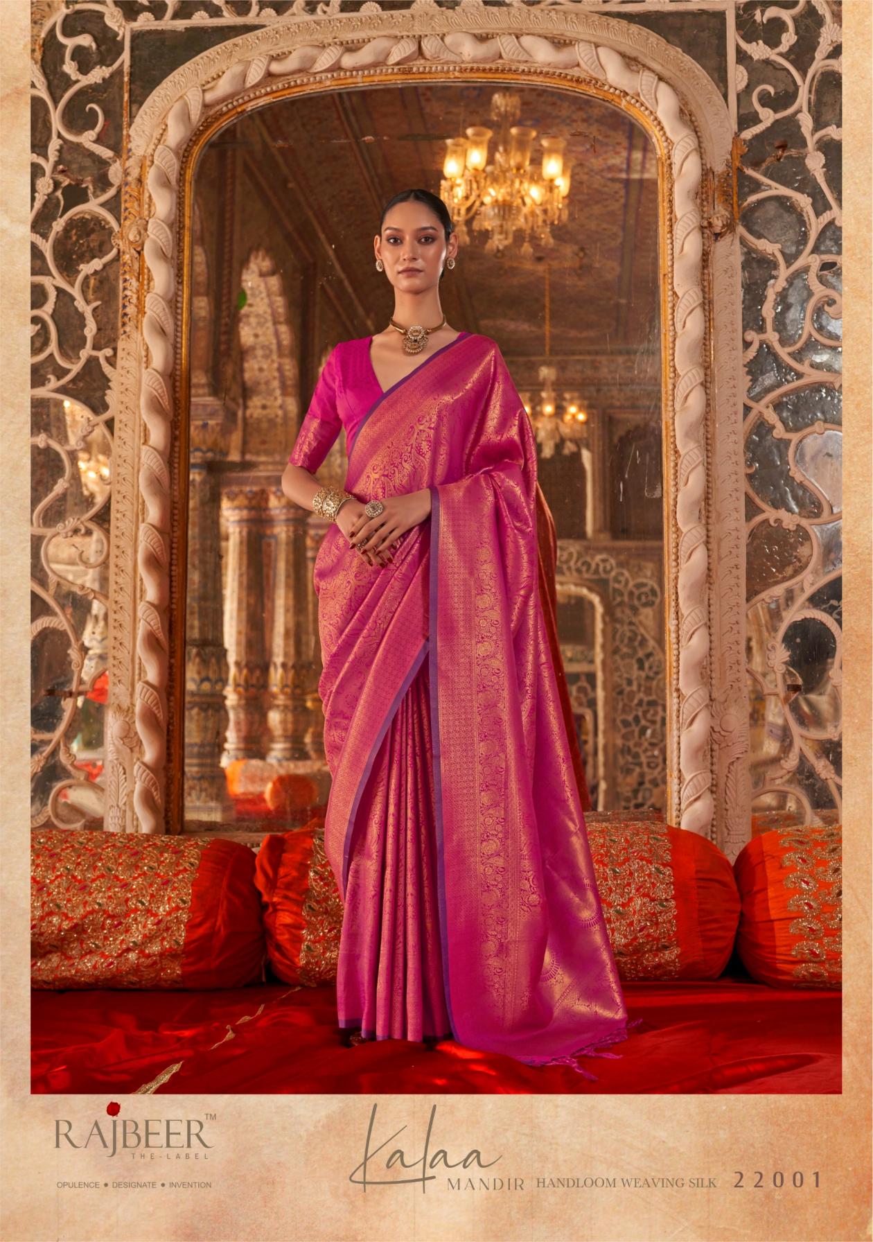 KALAA MANDIR BY RAJBEER STYLISH LOOK HANDLOOM WEAVING SILK SAREES