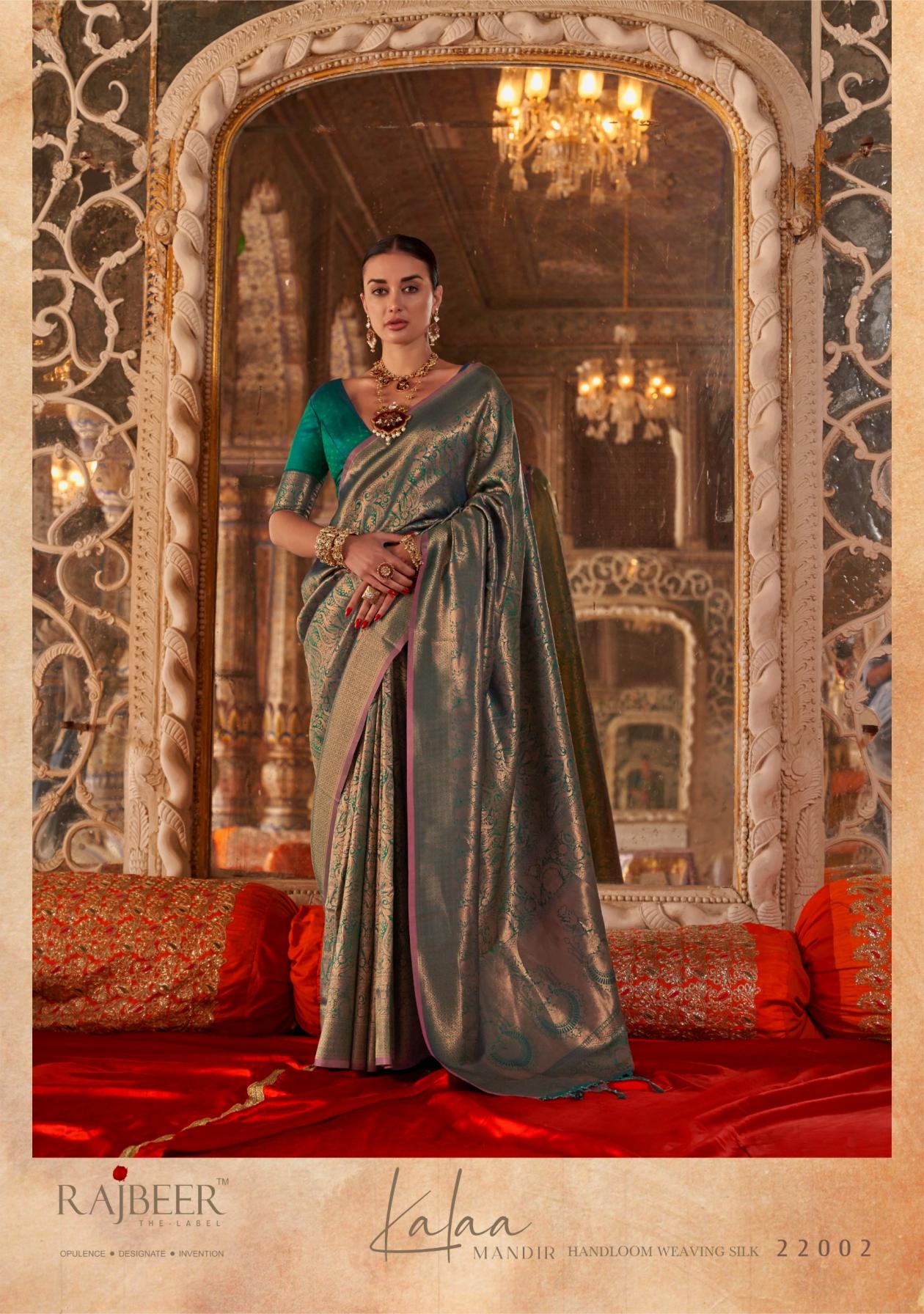 KALAA MANDIR BY RAJBEER STYLISH LOOK HANDLOOM WEAVING SILK SAREES