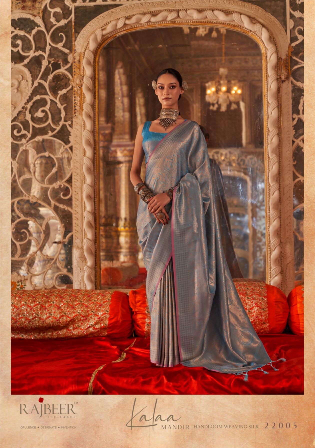 KALAA MANDIR BY RAJBEER STYLISH LOOK HANDLOOM WEAVING SILK SAREES