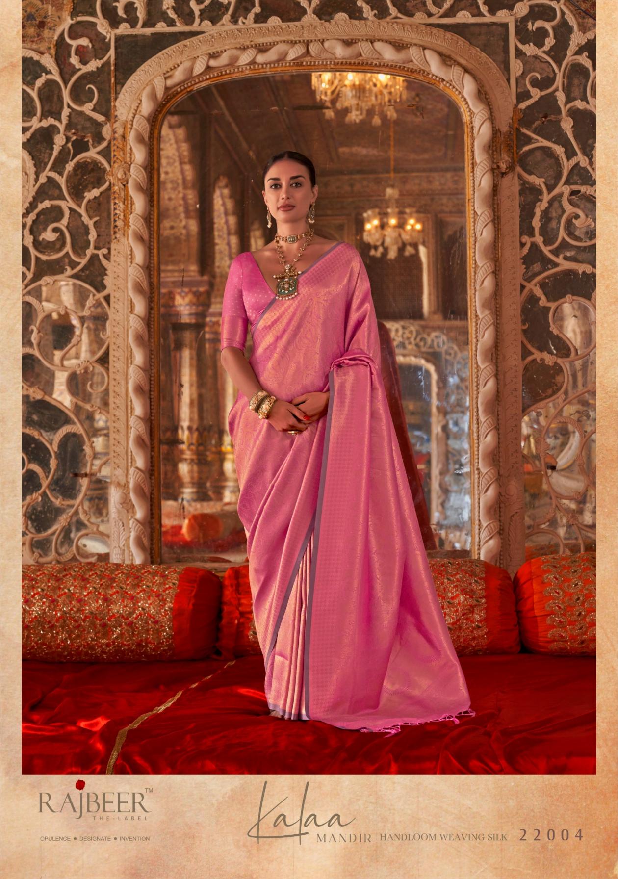 KALAA MANDIR BY RAJBEER STYLISH LOOK HANDLOOM WEAVING SILK SAREES