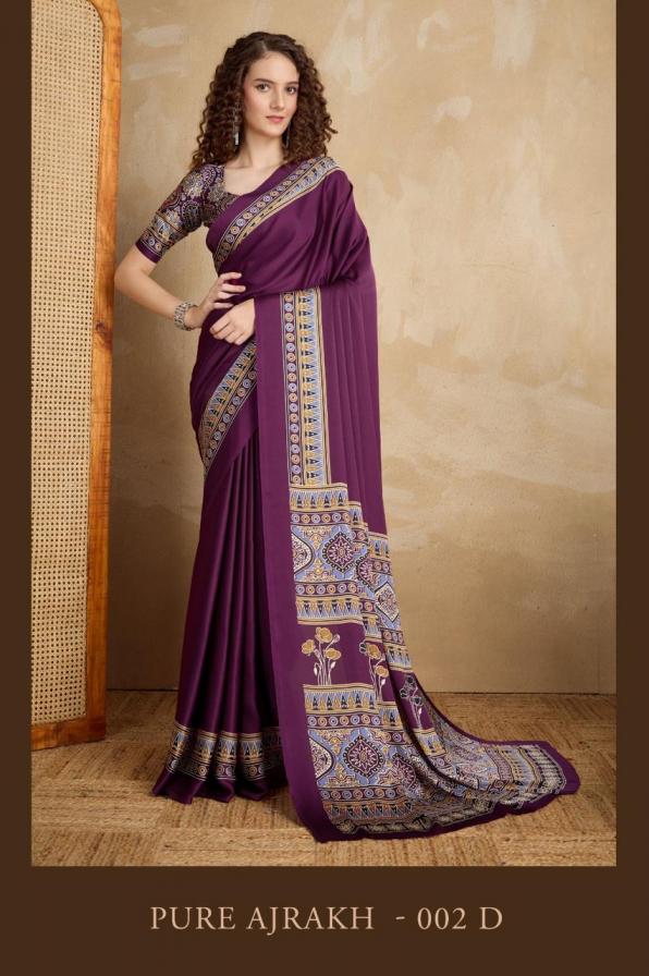 RAJTEX PURE AJRAKH VOL 2 SATIN CREPE FASHIONABLE SAREE WHOLESALER