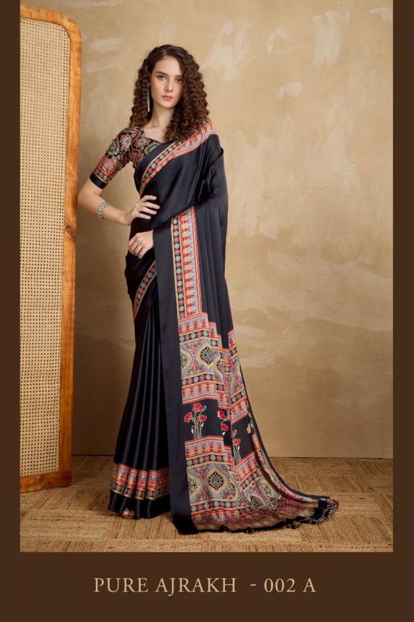 RAJTEX PURE AJRAKH VOL 2 SATIN CREPE FASHIONABLE SAREE WHOLESALER