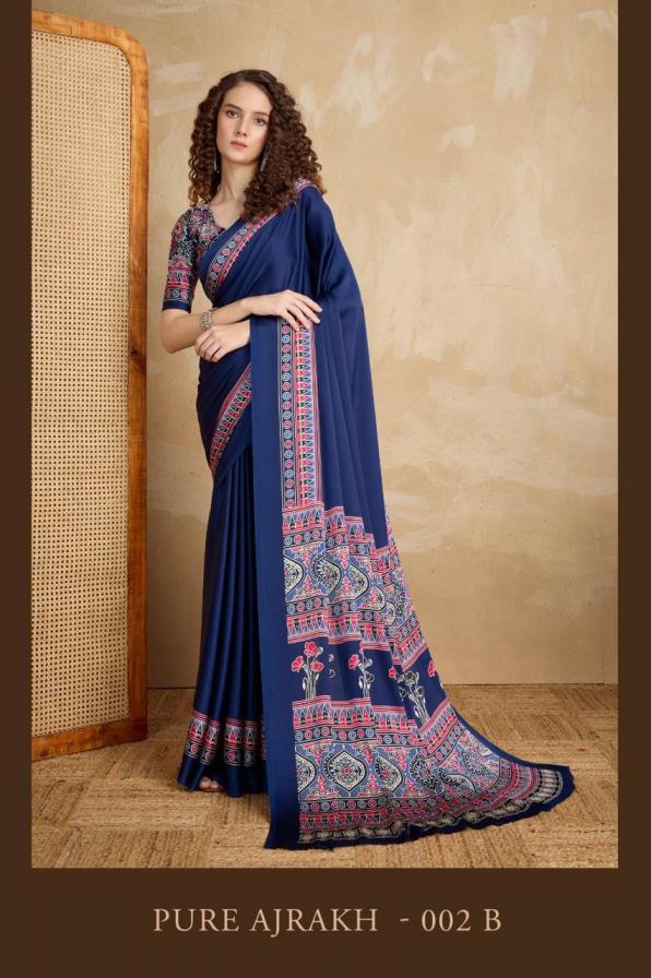 RAJTEX PURE AJRAKH VOL 2 SATIN CREPE FASHIONABLE SAREE WHOLESALER