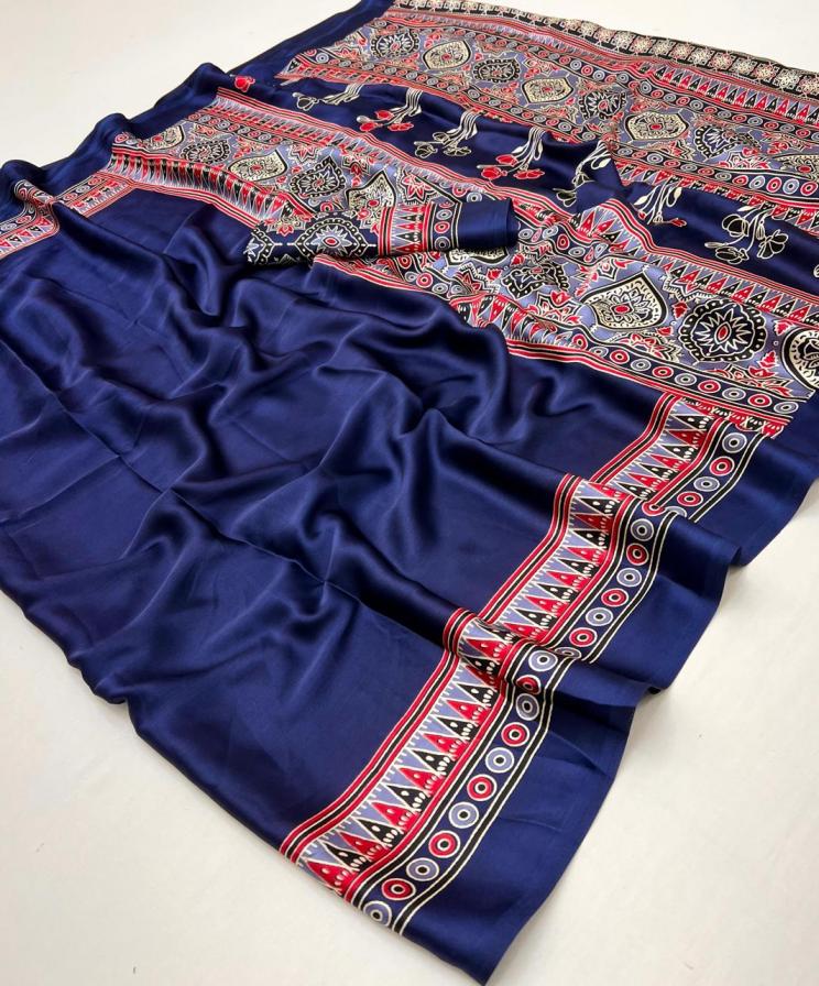 RAJTEX PURE AJRAKH VOL 2 SATIN CREPE FASHIONABLE SAREE WHOLESALER