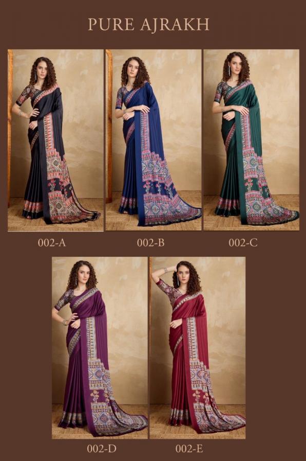 RAJTEX PURE AJRAKH VOL 2 SATIN CREPE FASHIONABLE SAREE WHOLESALER