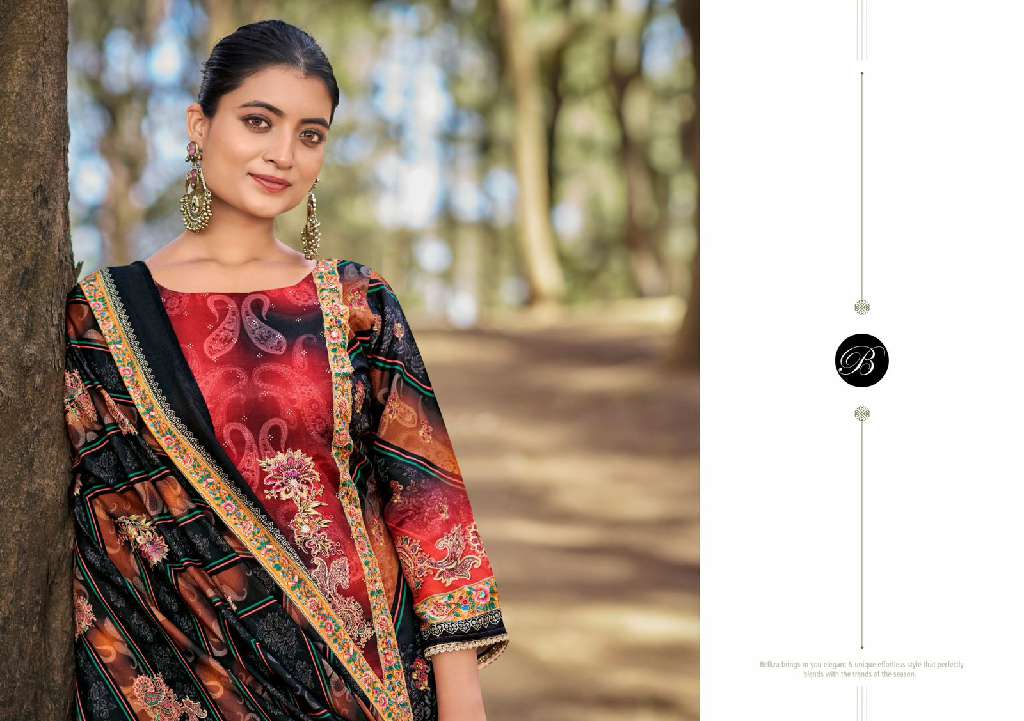 SHABNAM BY BELLIZA WHOLESALE PURE VISCOSE MUSLIN DIGITAL PRINT WITH HANDWORK CLASSIC WOMAN DRESS