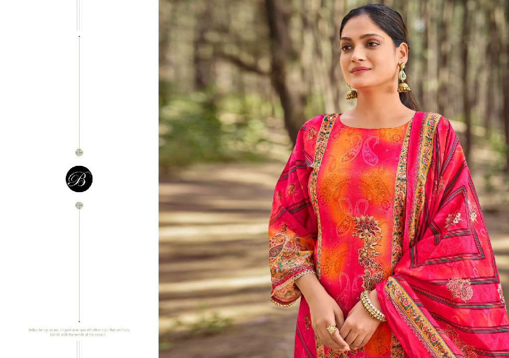 SHABNAM BY BELLIZA WHOLESALE PURE VISCOSE MUSLIN DIGITAL PRINT WITH HANDWORK CLASSIC WOMAN DRESS