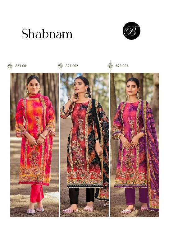 SHABNAM BY BELLIZA WHOLESALE PURE VISCOSE MUSLIN DIGITAL PRINT WITH HANDWORK CLASSIC WOMAN DRESS