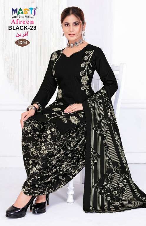 MASTI AFREEN BLACK VOL-23 WHOLESALE RAYON WITH EMBROIDERY DAILY WEAR PATIYALA STYLE SUITS