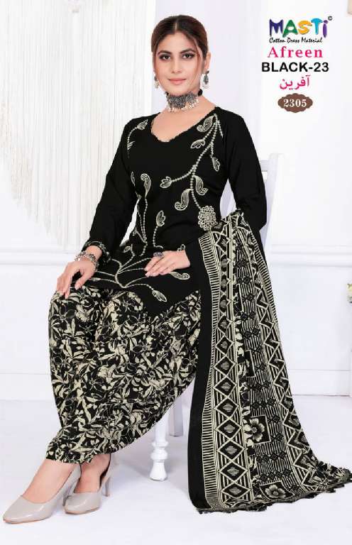 MASTI AFREEN BLACK VOL-23 WHOLESALE RAYON WITH EMBROIDERY DAILY WEAR PATIYALA STYLE SUITS