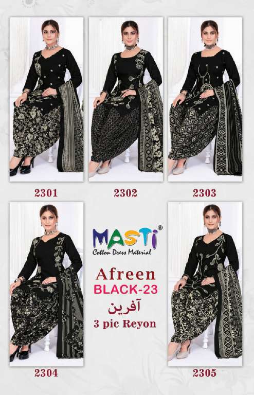 MASTI AFREEN BLACK VOL-23 WHOLESALE RAYON WITH EMBROIDERY DAILY WEAR PATIYALA STYLE SUITS