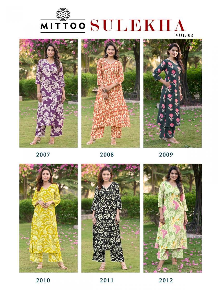 MITTOO SULEKHA VOL 2 READYMADE CLASSIC RAYON KURTI WITH PANT FOR WOMENS