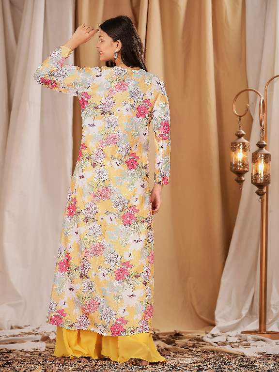 AMOHA C710 WHOLESALE CHINNON READYMADE FASHIONABLE LOOK KURTI WITH PALAZZO