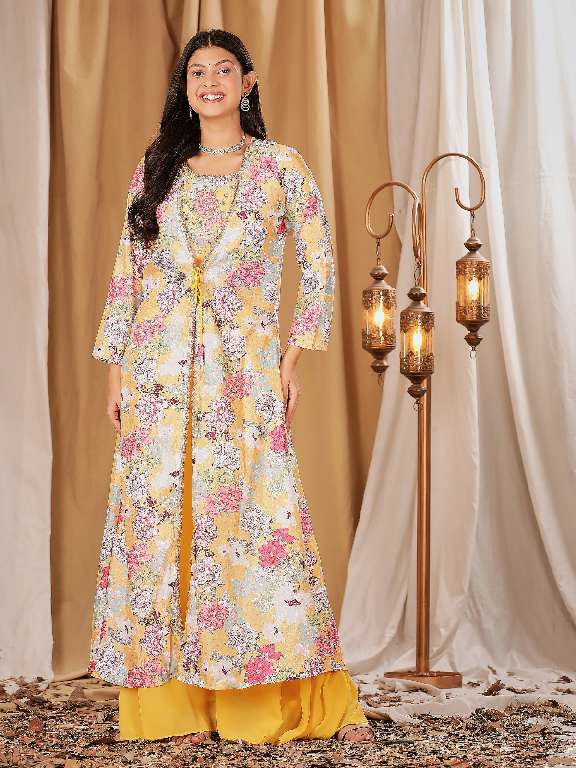 AMOHA C710 WHOLESALE CHINNON READYMADE FASHIONABLE LOOK KURTI WITH PALAZZO