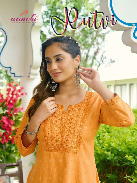 AANCHI RUTVI WHOLESALE FANCY EMBROIDERY WORK UNIQUE COLOR FULLY STITCHED SHORT TOPS