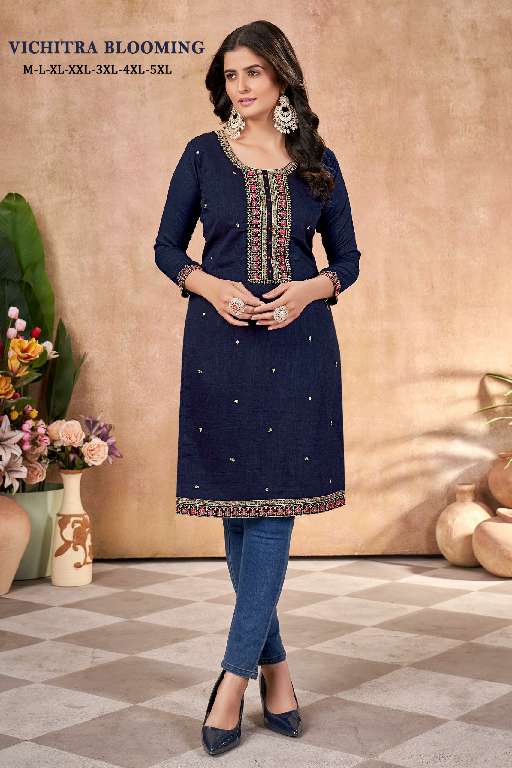 SANGEET VICHITRA BLOOMING WHOLESALE SILK WITH LINING EMBROIDERY NECK AND LACE FANCY STRAIGHT KURTIS