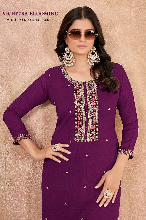 SANGEET VICHITRA BLOOMING WHOLESALE SILK WITH LINING EMBROIDERY NECK AND LACE FANCY STRAIGHT KURTIS