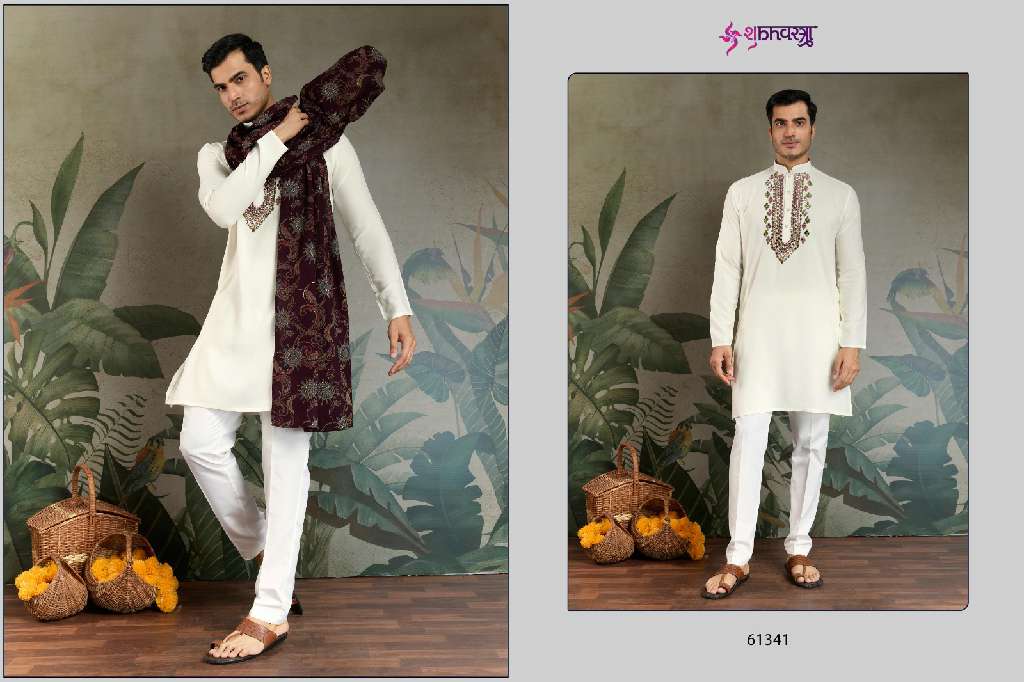 SHUBHVASTRA ZARI AND WEAVES VOL-4 WHOLESALE REAL MIRROR MENS KURTA WITH DUPATTA COLLECTION