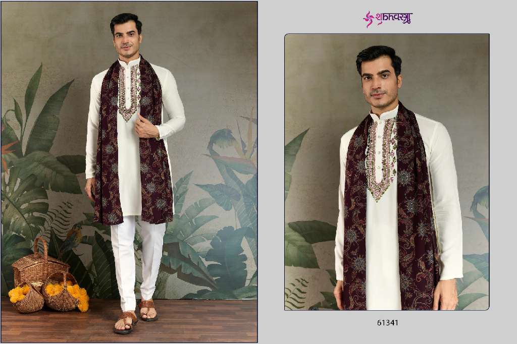 SHUBHVASTRA ZARI AND WEAVES VOL-4 WHOLESALE REAL MIRROR MENS KURTA WITH DUPATTA COLLECTION