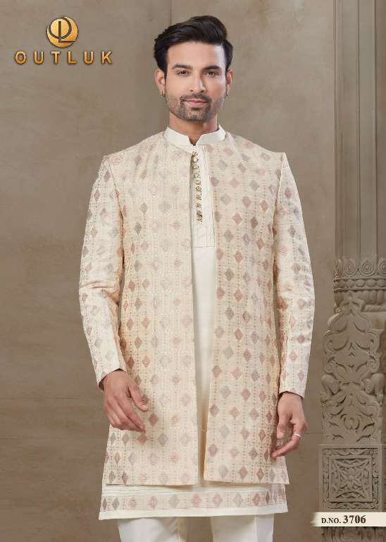 OUTLUK WEDDING COLLECTION VOL-37 WHOLESALE MYSORE SILK AND JACQUARD SILK WITH POSITION PRINT CLASSIC MENS INDO WESTERN