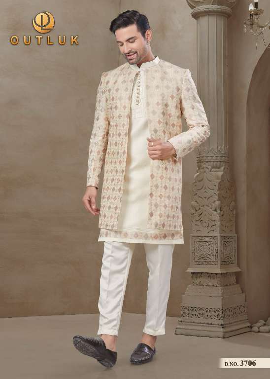 OUTLUK WEDDING COLLECTION VOL-37 WHOLESALE MYSORE SILK AND JACQUARD SILK WITH POSITION PRINT CLASSIC MENS INDO WESTERN