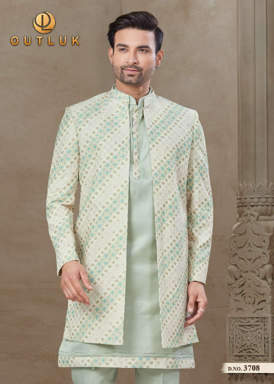 OUTLUK WEDDING COLLECTION VOL-37 WHOLESALE MYSORE SILK AND JACQUARD SILK WITH POSITION PRINT CLASSIC MENS INDO WESTERN