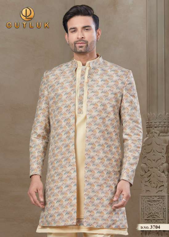 OUTLUK WEDDING COLLECTION VOL-37 WHOLESALE MYSORE SILK AND JACQUARD SILK WITH POSITION PRINT CLASSIC MENS INDO WESTERN