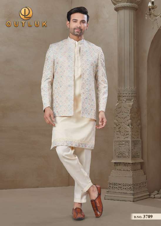 OUTLUK WEDDING COLLECTION VOL-37 WHOLESALE MYSORE SILK AND JACQUARD SILK WITH POSITION PRINT CLASSIC MENS INDO WESTERN