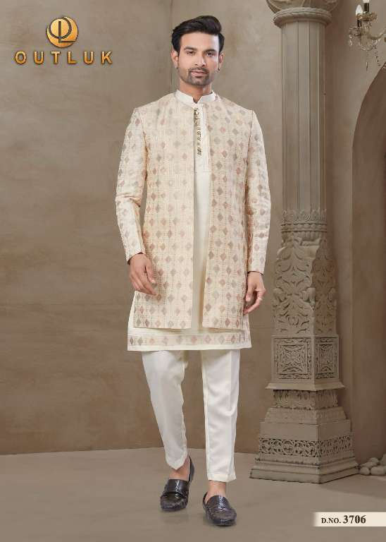 OUTLUK WEDDING COLLECTION VOL-37 WHOLESALE MYSORE SILK AND JACQUARD SILK WITH POSITION PRINT CLASSIC MENS INDO WESTERN