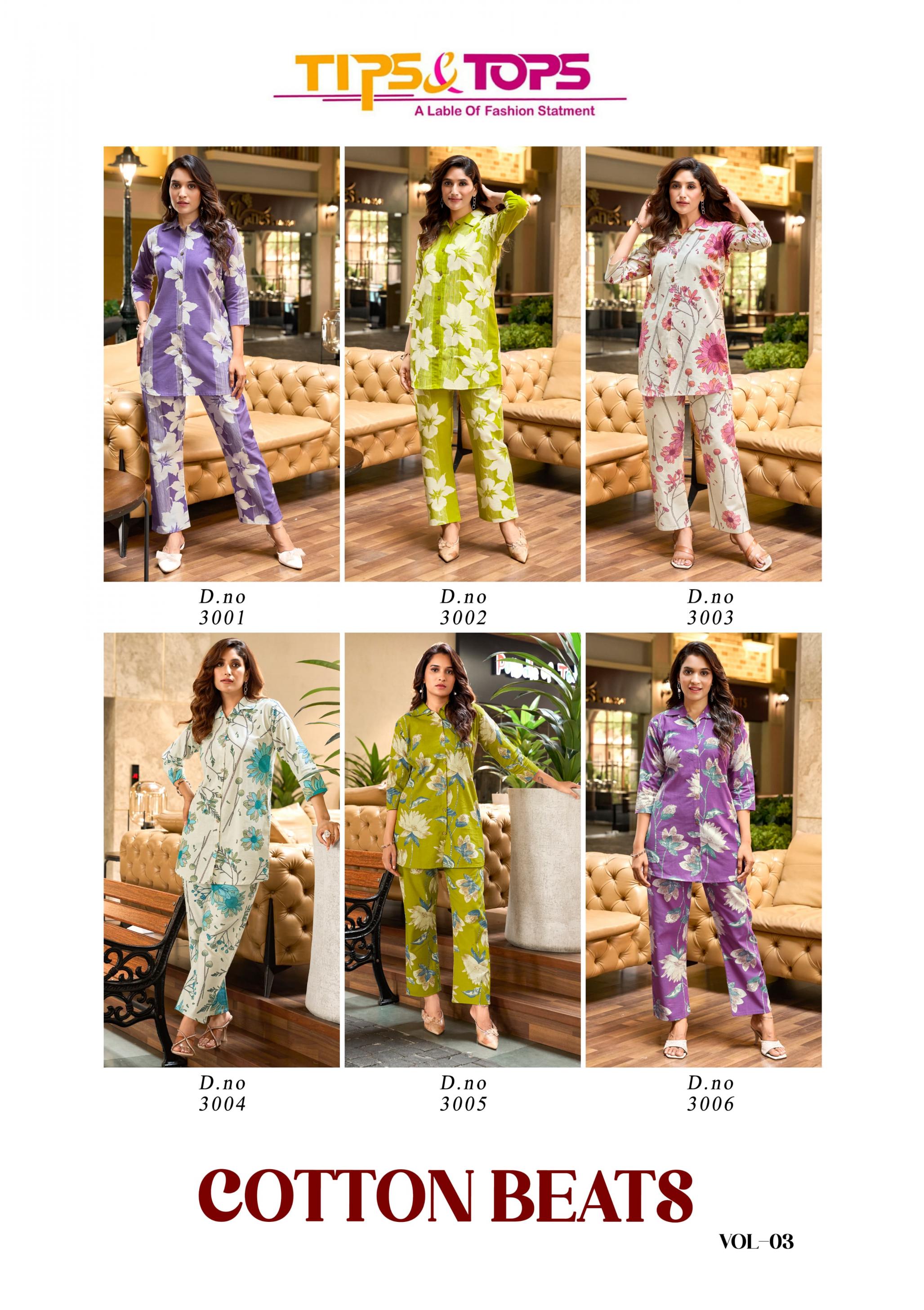 COTTON BEATS VOL 3 BY TIPS AND TOPS COTTON FLEX READYMADE CLASSIC CO-ORD SETS FOR WOMENS