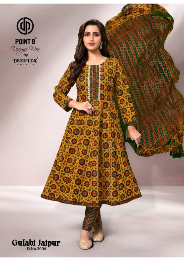 DEEPTEX POINT 8 GULABI JAIPUR VOL 3 READYMADE STYLISH LOOK BIG SIZE ANARKALI 3PCS DRESS