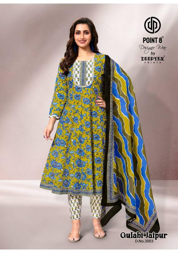 DEEPTEX POINT 8 GULABI JAIPUR VOL 3 READYMADE STYLISH LOOK BIG SIZE ANARKALI 3PCS DRESS