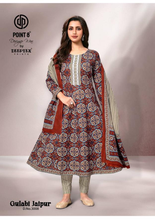 DEEPTEX POINT 8 GULABI JAIPUR VOL 3 READYMADE STYLISH LOOK BIG SIZE ANARKALI 3PCS DRESS