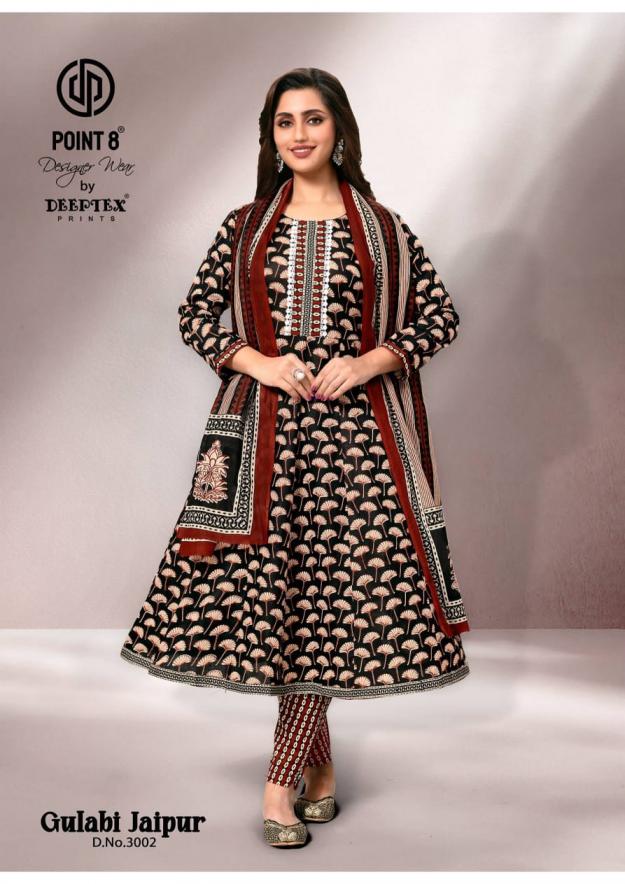 DEEPTEX POINT 8 GULABI JAIPUR VOL 3 READYMADE STYLISH LOOK BIG SIZE ANARKALI 3PCS DRESS