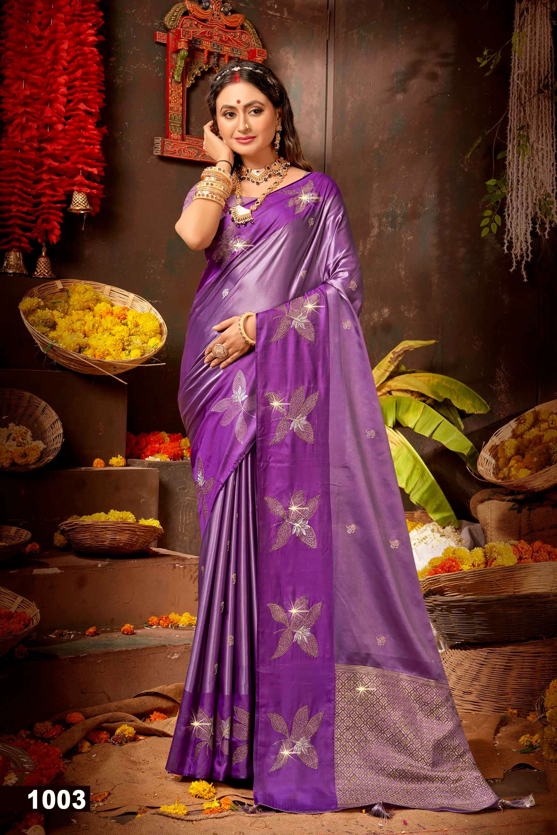 SAROJ KAANYA SHREE SATIN SAROSKI VOL.1 SATIN SILK SAREE