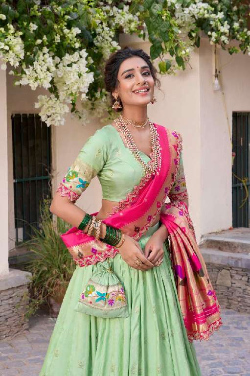 LNB SRIVIDYA WHOLESALE JACQUARD SILK PAITHANI STYLE WEDDING WEAR LEHENGAS