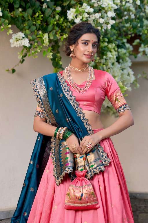 LNB SRIVIDYA WHOLESALE JACQUARD SILK PAITHANI STYLE WEDDING WEAR LEHENGAS
