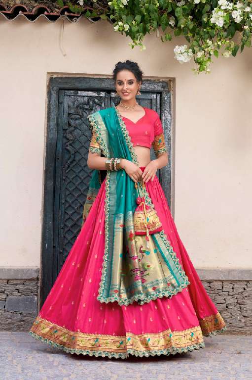 LNB SRIVIDYA WHOLESALE JACQUARD SILK PAITHANI STYLE WEDDING WEAR LEHENGAS